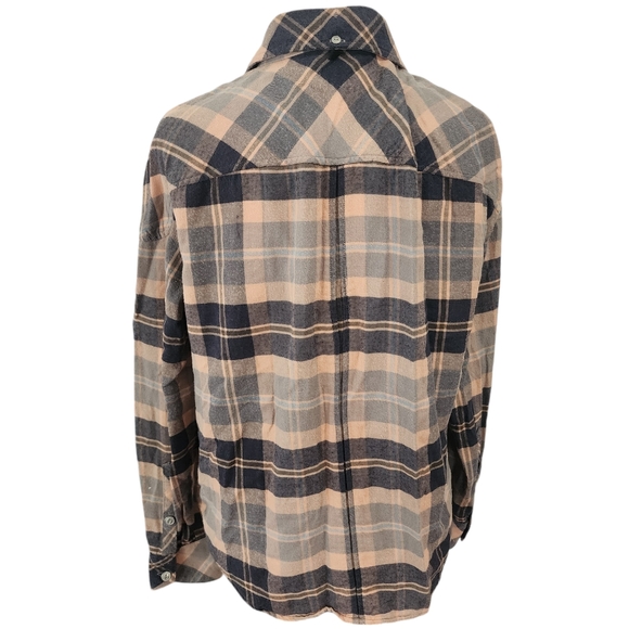 Rag & Bone Cruz Cotton Blend Button Up Flannel Top in Pink Plaid - Picture 9 of 12